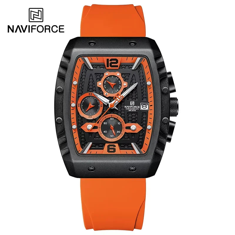 NAVIFORCE Kreative Fassförmige Zifferblatt Männer Uhren Rauchsilica Armband Wasserdichte Quarz Chronograph Datum Anzeige Männliche Armbanduhr