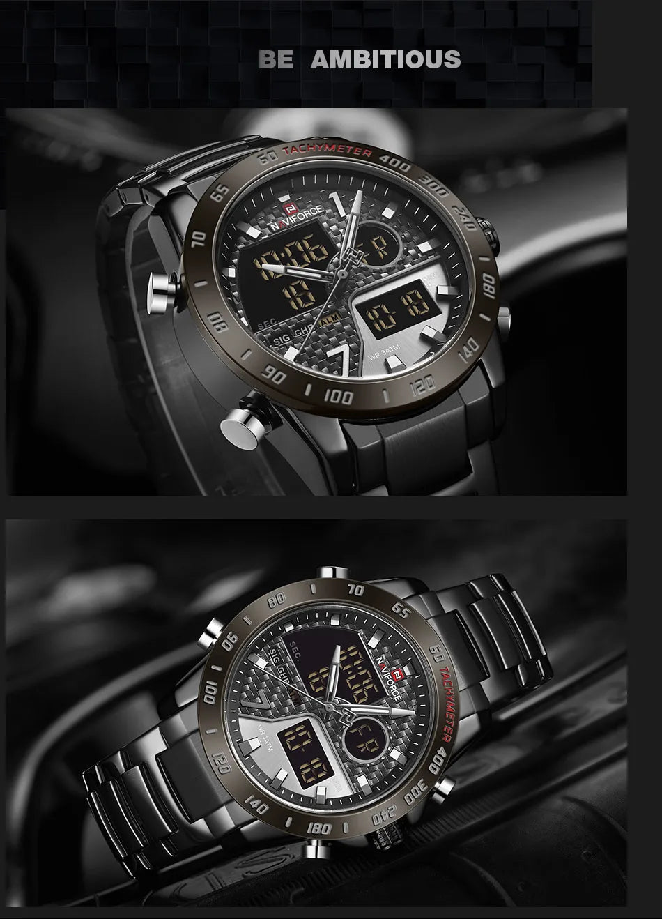NAVIFORCE Men Digital Watch LED Sport Military Mens Quartz Wristwatch Male Luminous Waterproof Clock Watches Relogio Masculino - Sun Studio