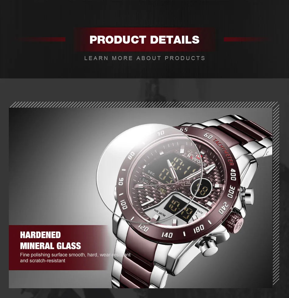 NAVIFORCE Men Digital Watch LED Sport Military Mens Quartz Wristwatch Male Luminous Waterproof Clock Watches Relogio Masculino - Sun Studio