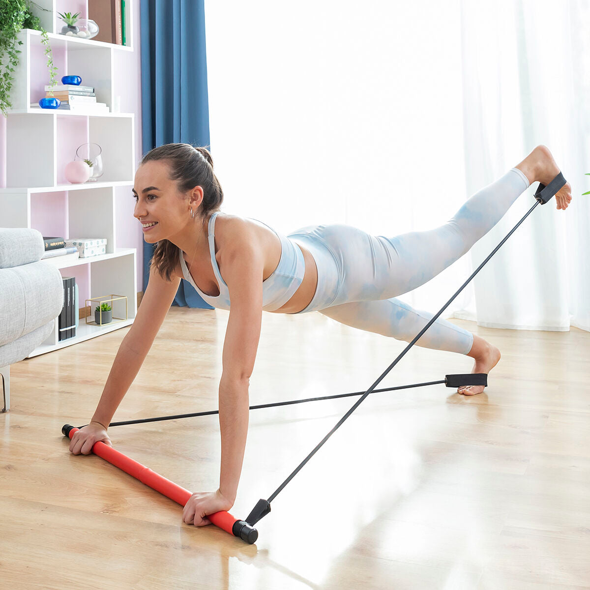 Fitnessriegel mit Widerstandsbändern und Trainingsanleitung Resibar